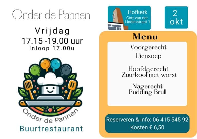 Vrijdag eten we in de Hofkerk